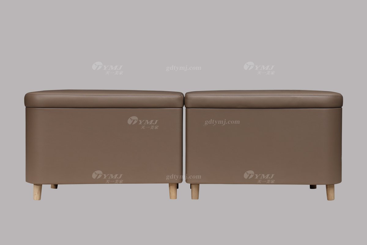 水多视频直播别墅会所家具品牌现代极简北欧创意卧室家具头层皮双人床系列床尾凳