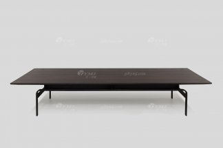 意式极简风格水多视频直播别墅豪宅家具品牌现代轻奢客厅时尚烟熏黑橡色茶几