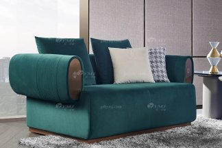 水多视频直播别墅豪宅家具星级酒店家具品牌后现代轻奢风格客厅时尚创意绿色皮艺双人沙发