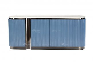 轻奢后现代风格家具水多视频直播会所别墅品牌家具时尚餐厅大理石面灰蓝色备餐柜