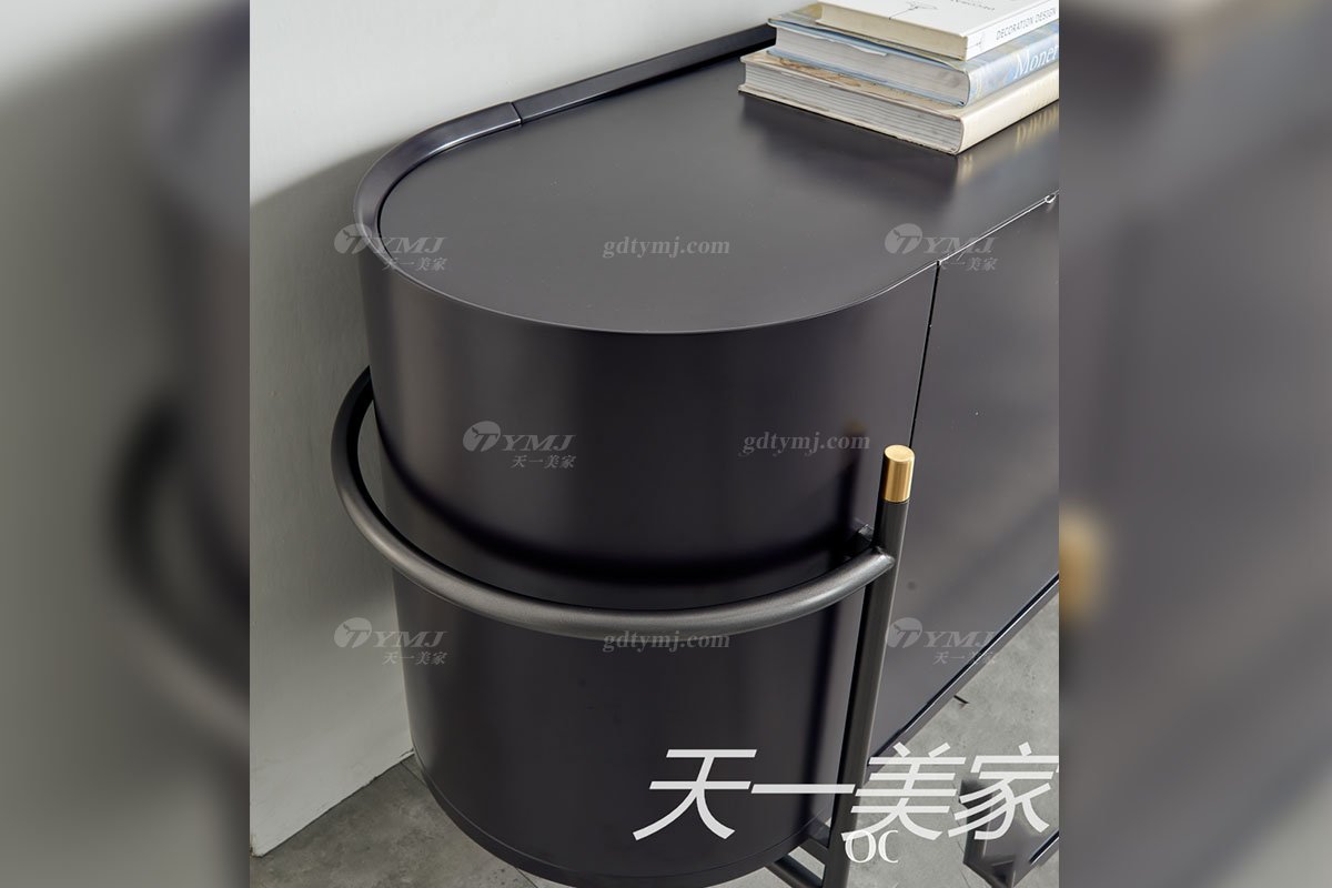 极简风格家具水多视频直播别墅会所大宅简约E0级环保板黑色餐边柜WD601餐边柜细节